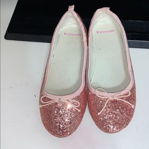 CREWCUTS ROSE GOLD/PINK GLITTER BALLET FLATS